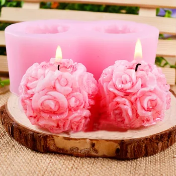 1бр най-Новият 3D Цвете Рози във Формата На Кълбо Силиконови Декоративни Форми, Сапуни, Свещи Мухъл