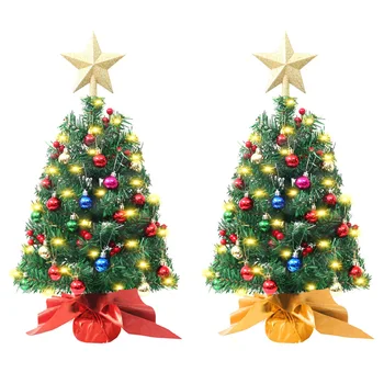 45/60 см Настолна Коледно Дърво Led Лампа Мини Изкуствена Коледна Елха Коледен Орнамент за Украса на Дома 2023 Нова Година