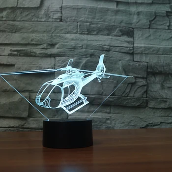 Helicopt 3D лека нощ LED Дистанционно Управление Сензорен Самолет Настолна Лампа 3D Лампа 7 Цвята Промяна USB Закрит Лампа