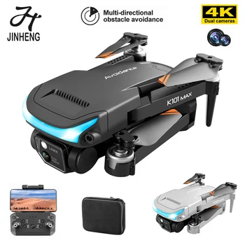 JINHENG 2022 Нов K101MAX Мини-Дрон 4K С Двойна HD-Камера, Wifi, FPV, избягване на Препятствия, Сгъваема Квадрокоптер, Хеликоптер, Подарък за Момчета
