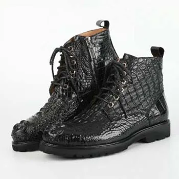 luolundika/ново записване, обувки Martin от крокодилска кожа, мъжки къси ботуши, Мъжки обувки за бизнес отдих, британски мъжки обувки от крокодилска кожа