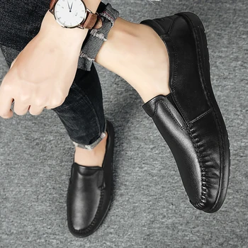 man masculino, черен, продава, Мъжки удобни zapatos de para, всекидневни, на равна подметка, кожени, за почивка, 2020, мъжка мода, cuero за sapatos