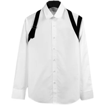S-6XL 2021 Нова Мъжки и Дамски дрехи, Оригинална Бяла Ежедневни Декоративна Риза с дълги Ръкави, по-Големи Размери, Етап Костюми