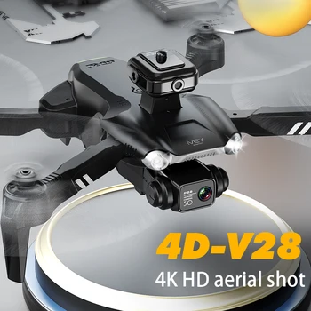V28 Нов WIFI FPV Дрон с Широкоугольной Камера HD, 4K/1080P 360 ° Предотвратяване на Пречките RC Сгъваем Квадрокоптер безпилотни летателни апарати, Детски Подаръци, Играчки