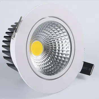 бяла кръгла Димиране COB led лампа от 3 W 5 W 7 W 12 W Led spot лампа AC85-265V Тавана лампа Встраиваемое осветление вътрешно осветление