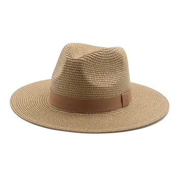 дамски джаз шапки с ленти, класическа каки, черни, бели, улични плажни шапки, слънчеви ежедневни дамски мъжки сламени шапки