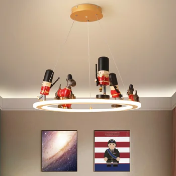 Детска стая лампа спалня баня полилей момче творческа личност американски прост войник скандинавски led лампа за защита на очите