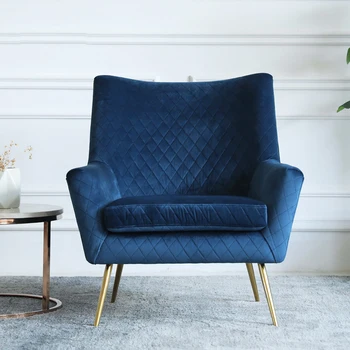 евтини модерни единични диванные стол с кичурите копчета, модерен дизайн, лилава бархатное стол-диван с висока облегалка и метални крака