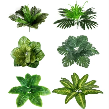 Изкуствени Зелени Листа Договореност Фалшиви Зелени Растения Сватбени Декорации За Дома И Градината Растения Стенни Аксесоари