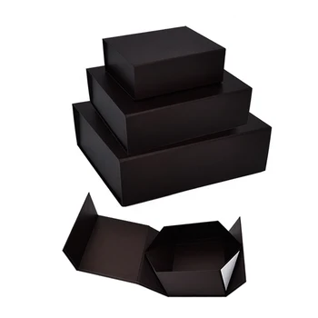 Изработена по поръчка подарък кутия черно среден размер на лого, печат на екрана магнитна сгъване