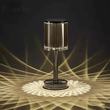 Испания кристален настолна лампа тъчпад, USB зареждане настолна лампа хол ресторант бар атмосферни лампа нощна лампа лампа нощна светлина
