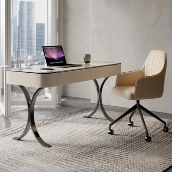Италиански луксозен лек и много прост бюро малък, семеен кабинет офис бюро чувство за дизайн на спалня престижно каменна плака компютърна маса