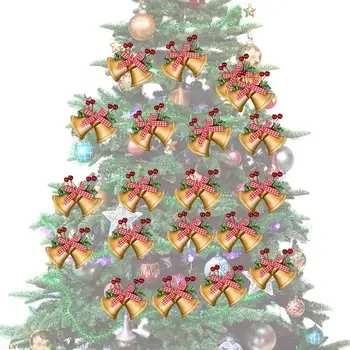Коледни Звънчета Украса на Коледна Елха Камбанка Висулка С Плодове Падуба и Лък Коледни Висящи Звънчета Украса За Празник