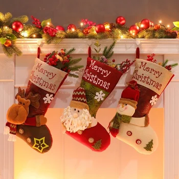 Коледни Чорапи, Коледни Чорапи Подарък Чанта Старец, Снежен Човек, Коледни Подаръци Творчески Висящи Украшения Подарък Кутия За Бижута