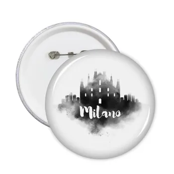 Милано Италия Тъмен Град Кръгли Щифтове Икона Пуговица Украса на Дрехи Подарък 5шт