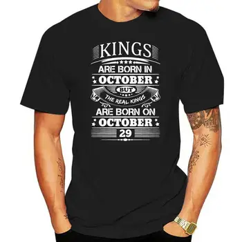 Модни са Истински Царе са родени на 29-ти октомври, Мъжка Тениска с кръгло деколте, Мъжки Весел Дамски Тениски, Блузи в стил хип-хоп