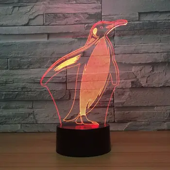 Нов Пингвин 3d нощна светлина Цветен Сензорен Пулт за Дистанционно Управление на 3d Лампа за Подарък-Коледна украса подарък за детска стая светлини