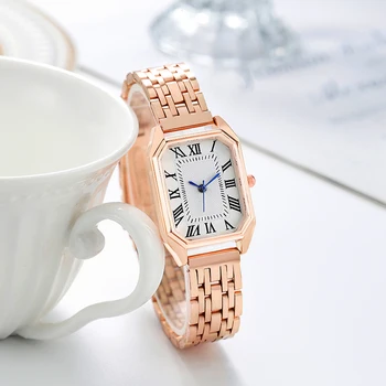 Нова мода външната търговия сплав стоманена лента стоманена верига дамски часовници на едро кварцов часовник