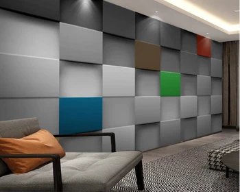 Обичай 3D papel de parede, Цветни квадрата на открито, използвани за украса на тапети хол спалня диванного фон