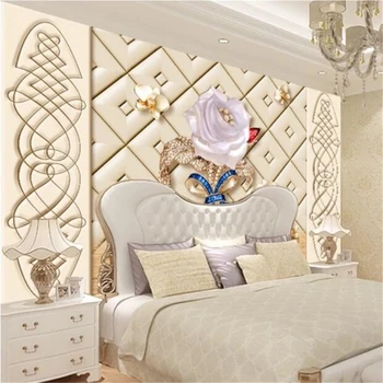 Потребителски тапети 3d стенописи водна роза Европейската мека чанта, бижута на фона на стената дневна спалня тапети 3d papel de parede