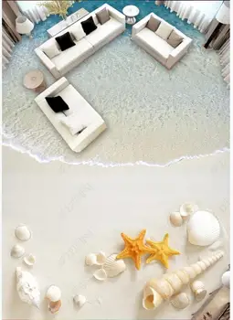 Потребителски фотообои 3d паркет, pvc самозалепващо тапети Пясък на плажа миди морска звезда всекидневна декор за тапети 3 d