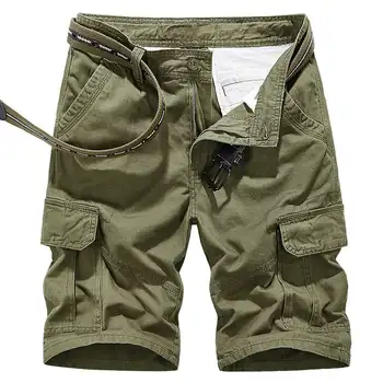 Тела на Ежедневните Свободни мъжки панталони с много джобове Памучни Выстиранные Шорти Shorts-карго Мъжки дънкови къси панталони (презрамка в комплекта не са включени)