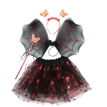 червено, лилаво паяк пола крила пакетче момиче превръзка на главата cosplay костюм окото магическа пръчка Хелоуин